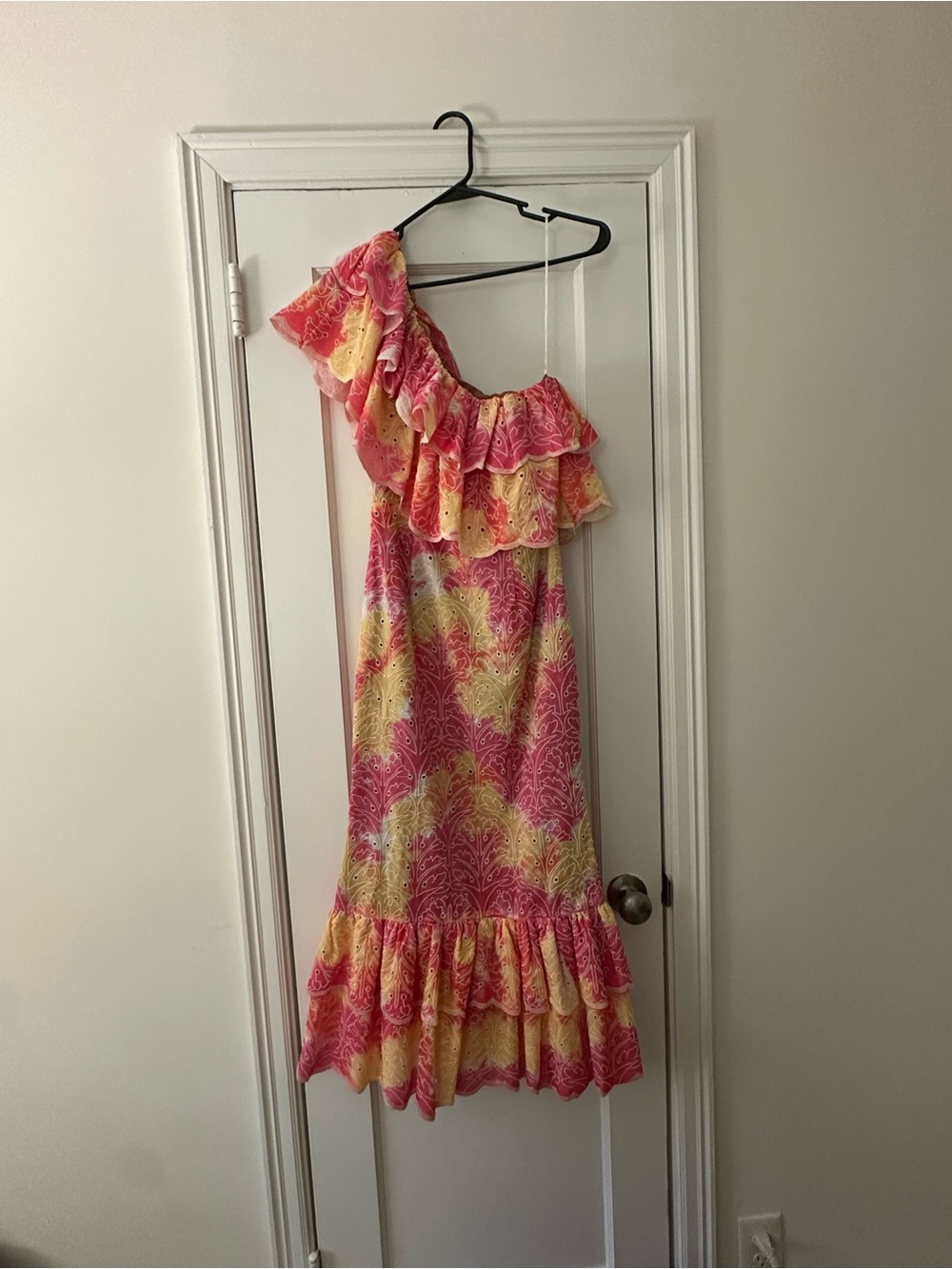 Elliatt Pink & Peach Printed One-Shoulder Dress